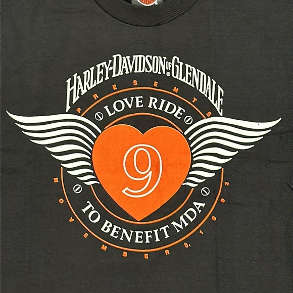 Harley-Davidson of Glendale Love Ride Vintage 1992 T-Shirt - L - Picture 2 of 6